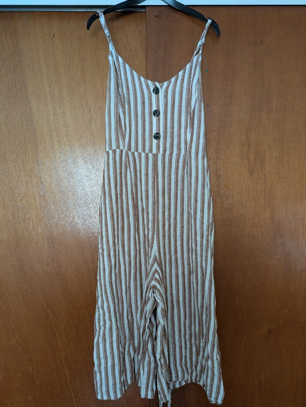 Universal Thread Beige and White Striped Linen Jumpsuit XXL